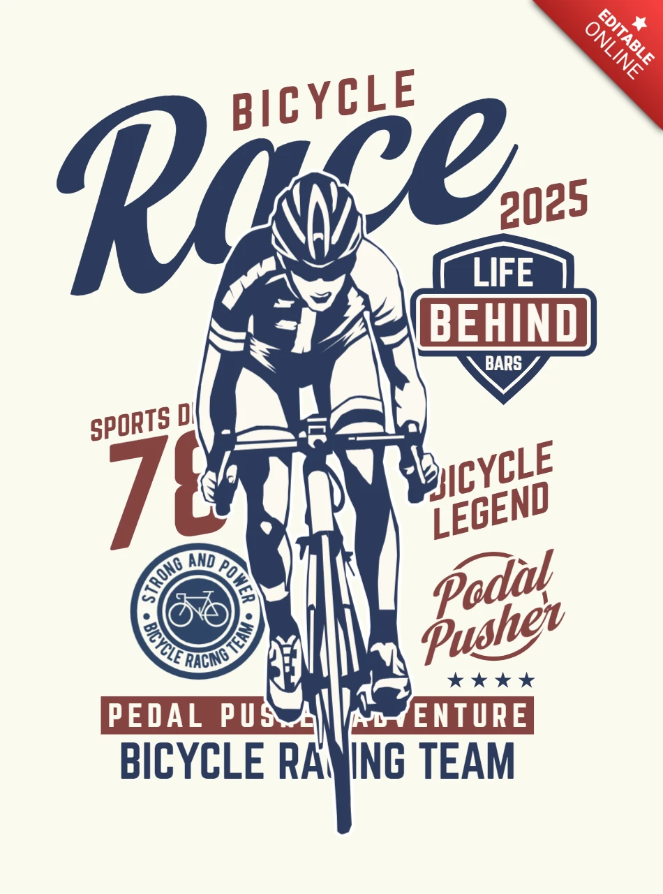 Modelo de design de camiseta vintage de equipe de corrida de bicicleta