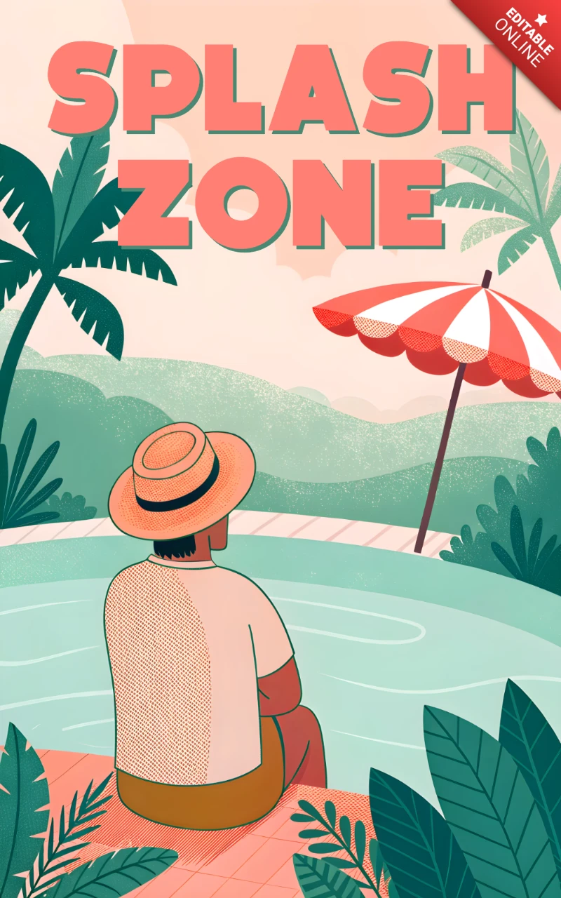 Modèle de design doux d'été pour affiche de piscine tropicale
