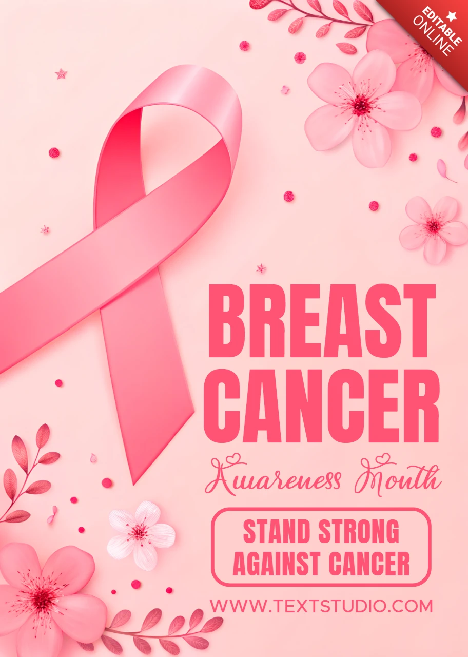 Breast Cancer Awareness Pink Ribbon Design Template for Flyers
