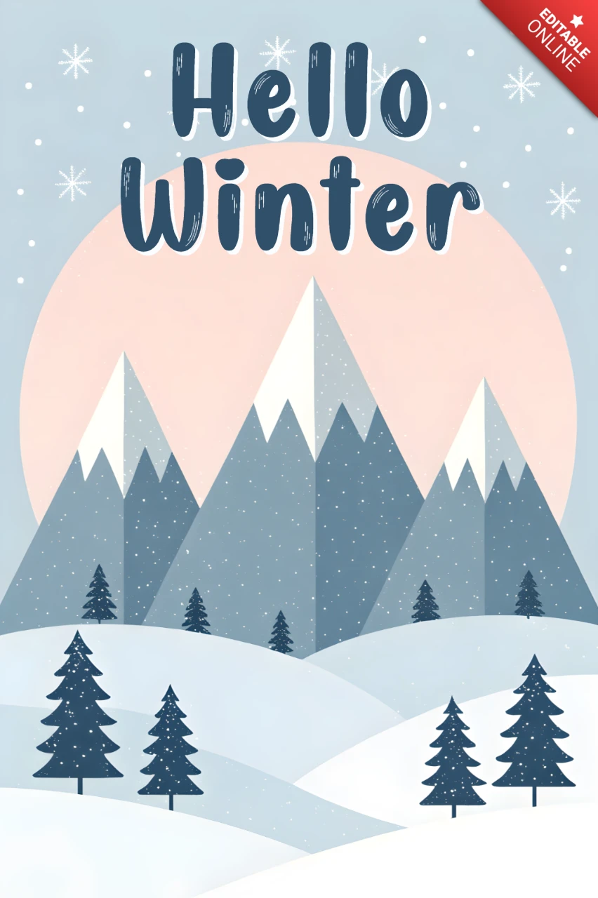Modèle de design de montagnes d'hiver pour cartes de vœux