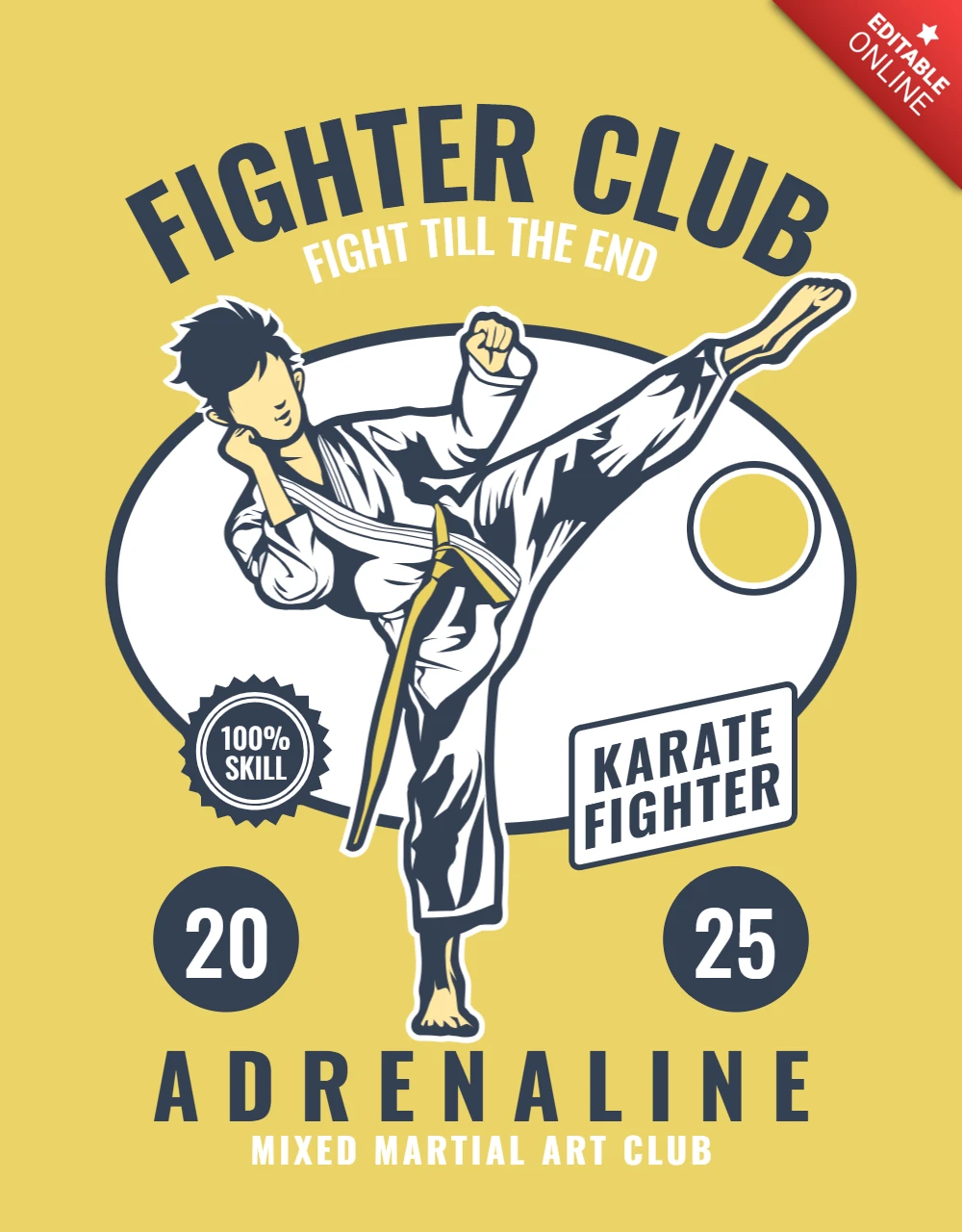 Fighter Club Karate T-shirt Design Template