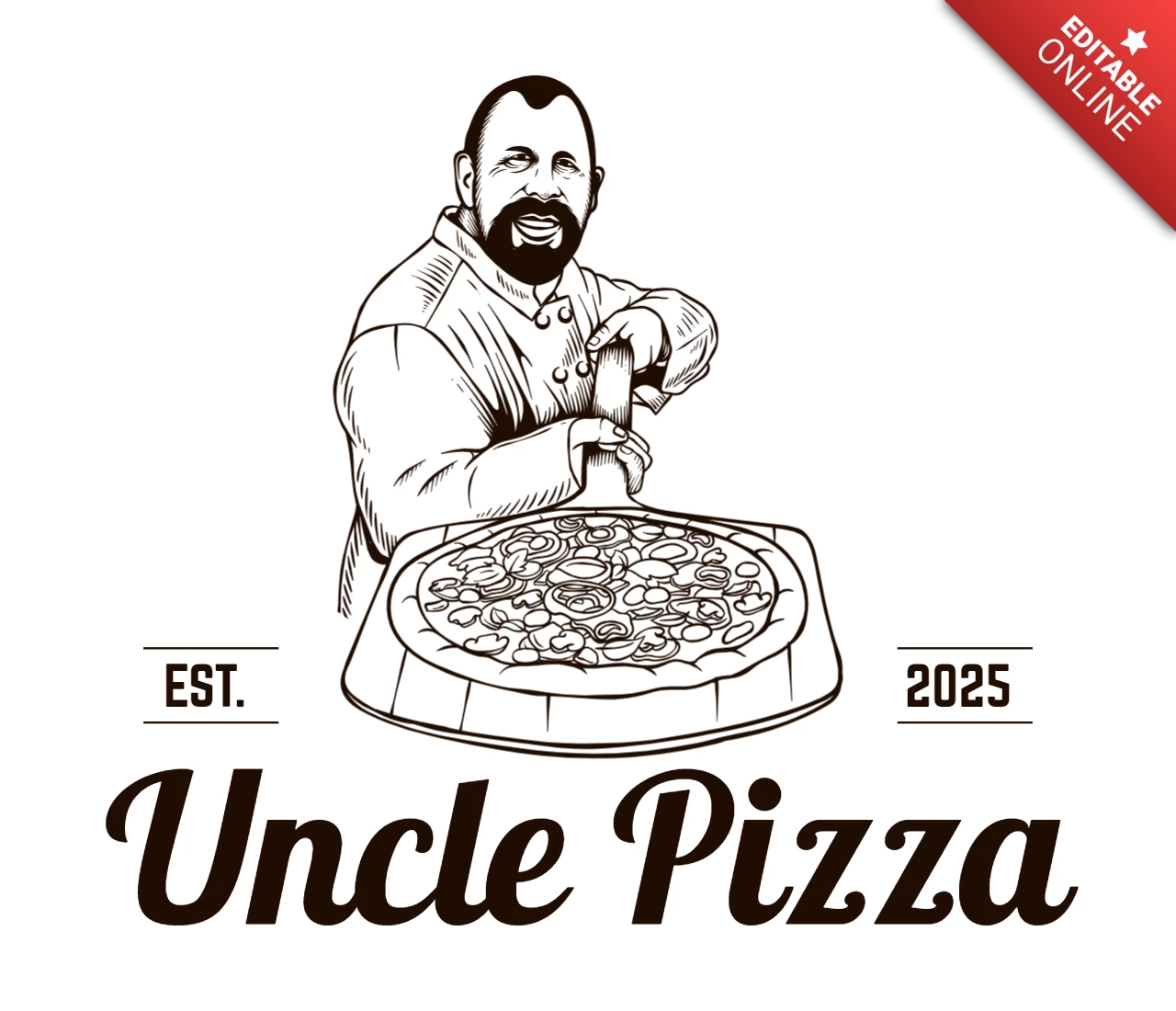 Modello di progettazione del logo della pizza dello zio