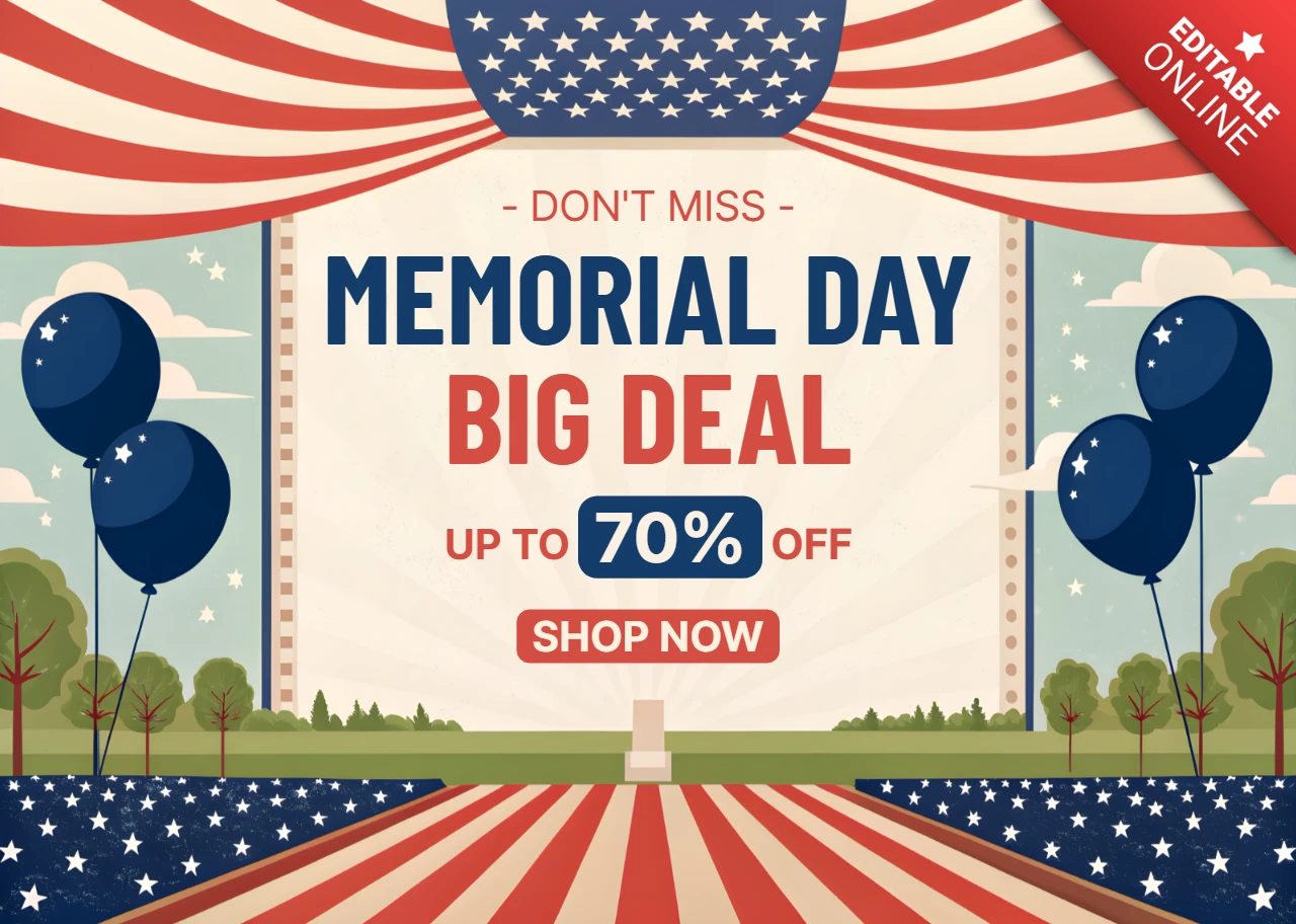 Modello di vendita per il Memorial Day patriottico: design festivo per le promozioni