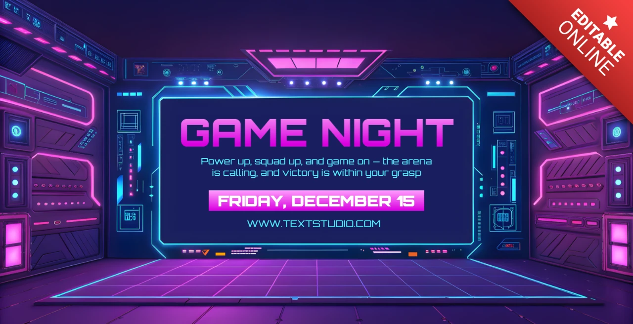 Modelo de design para noite de jogos em neon para eventos dinâmicos