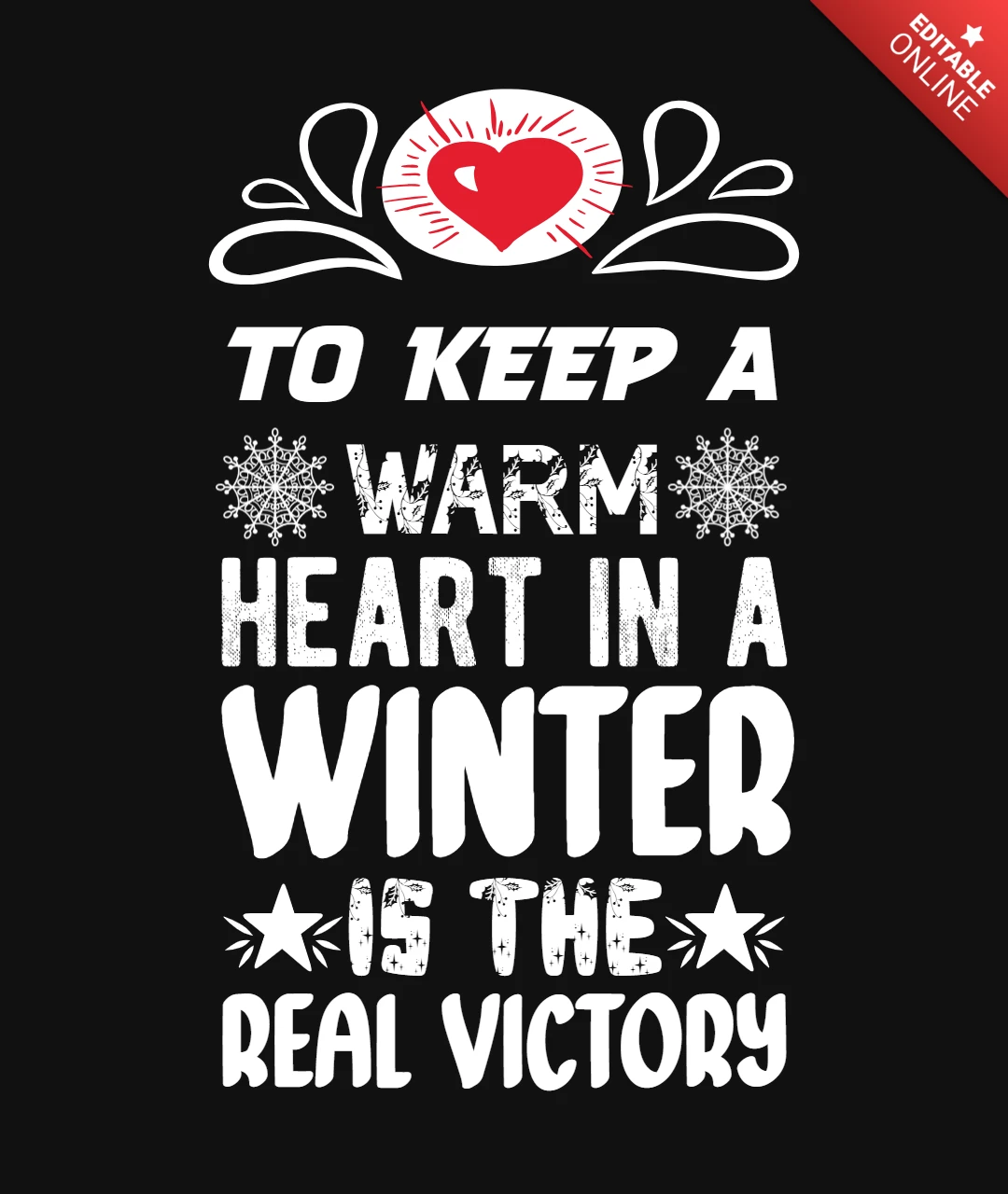 Winter Warm Heart T-Shirt Design Template
