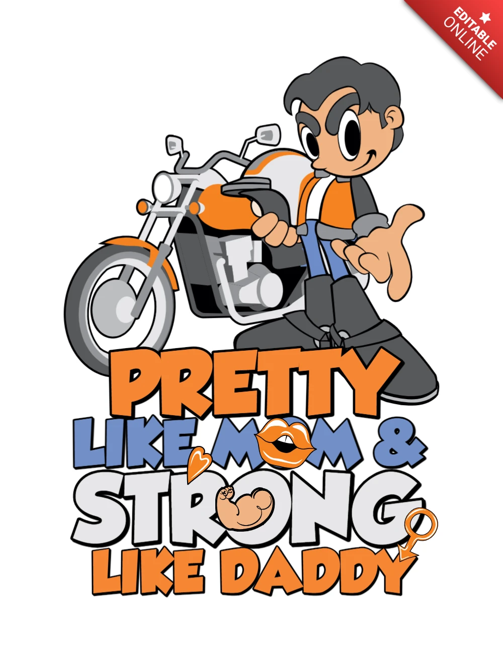 Cartoon Biker Kid T-Shirt Design Template