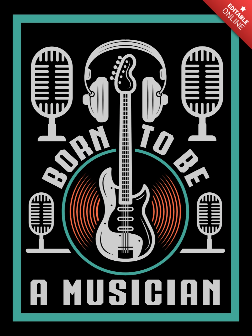 Vintage Musician Design Template: Born to Be a Musician
