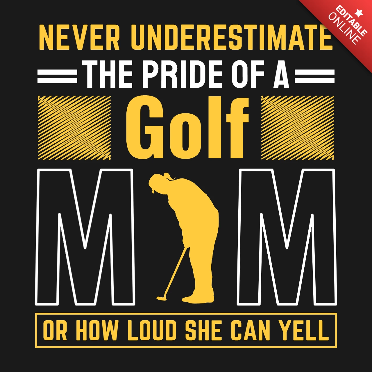 Onderschat nooit de trots van een golfmoeder t-shirt ontwerpsjabloon