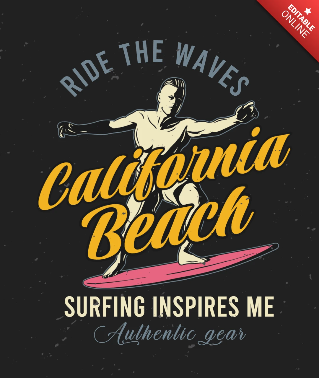 Man Riding On Surfing Board T-Shirt Design Template