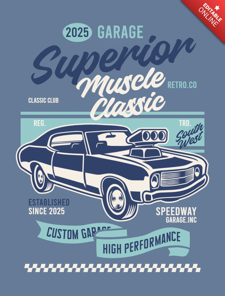 Modelo de design de camiseta de carro clássico superior
