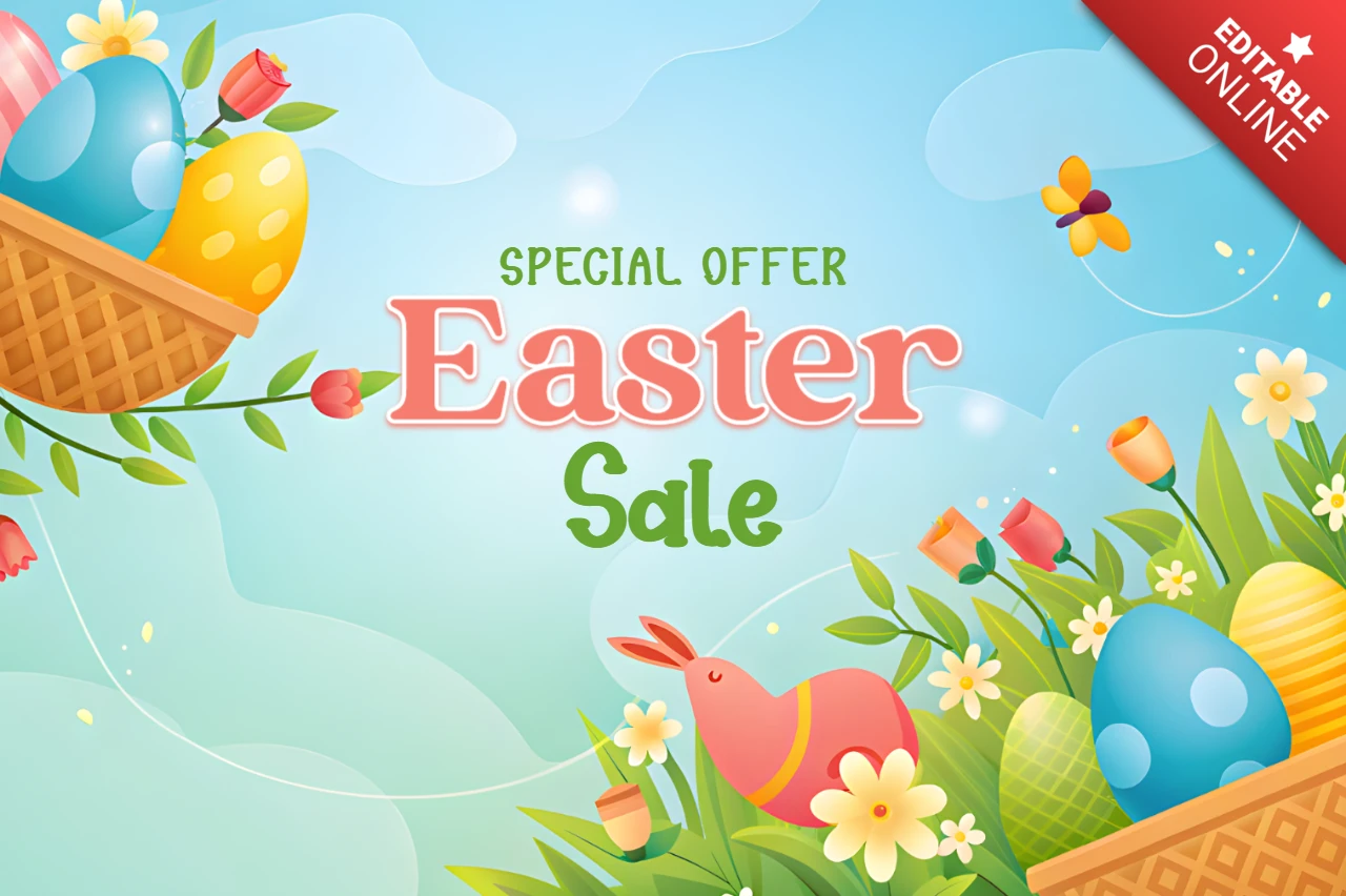 Modèle de conception de vente de Pâques colorée pour les promotions de printemps