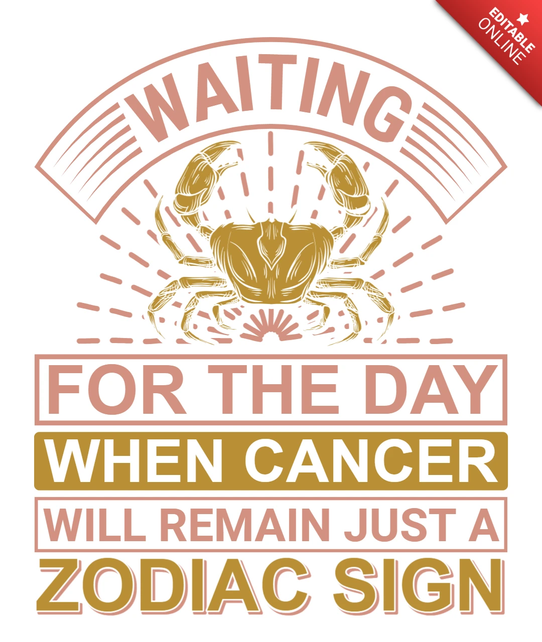 Editable Retro Typography Design Template: Zodiac Sign Cancer Quote