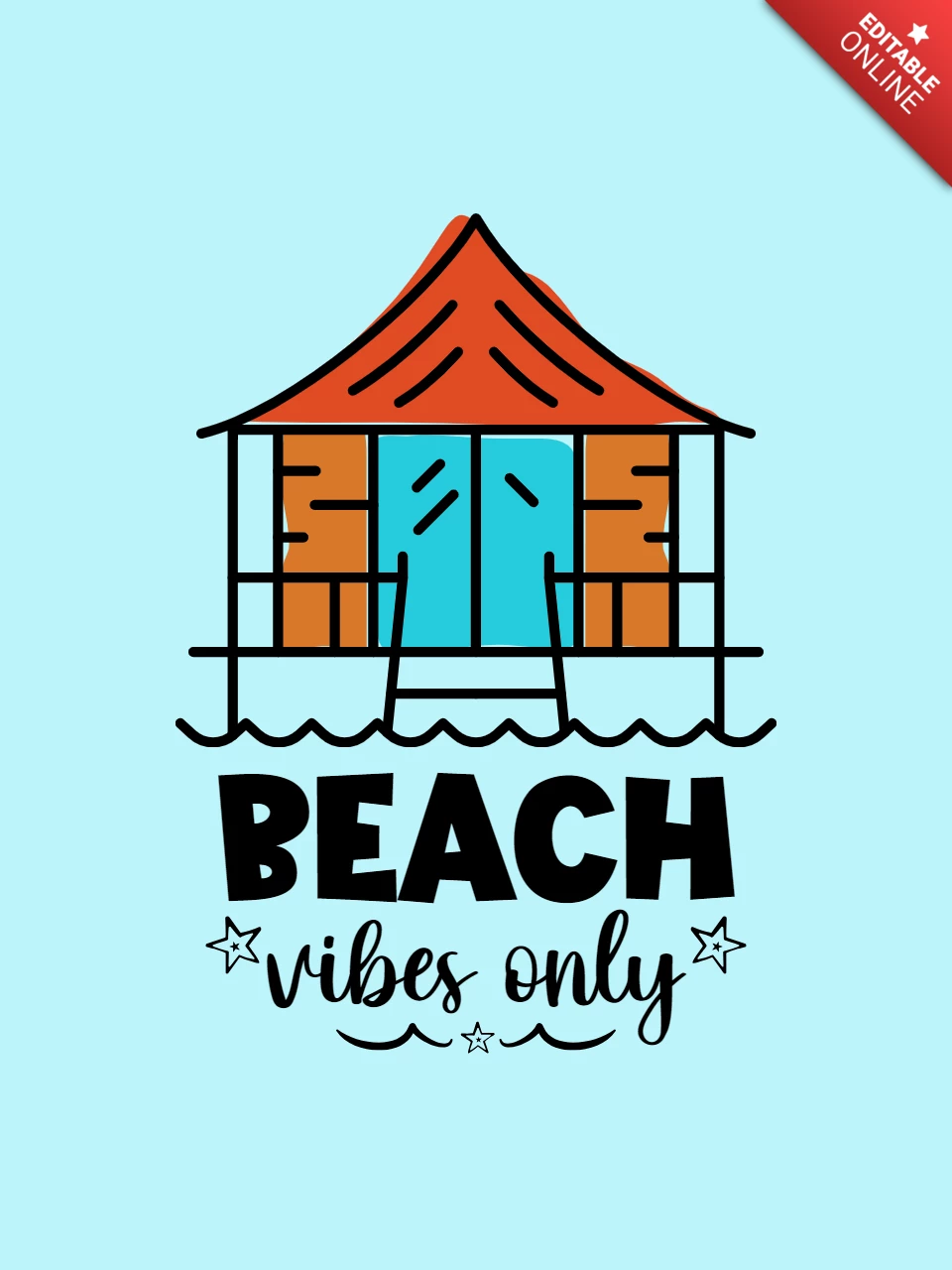 Summer Beach Vibes Only T-shirt Template Design