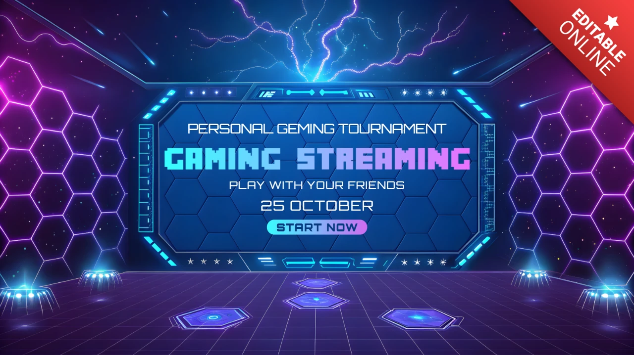 Futuristic Gaming Tournament Template for Streaming Events with Synthwave Design