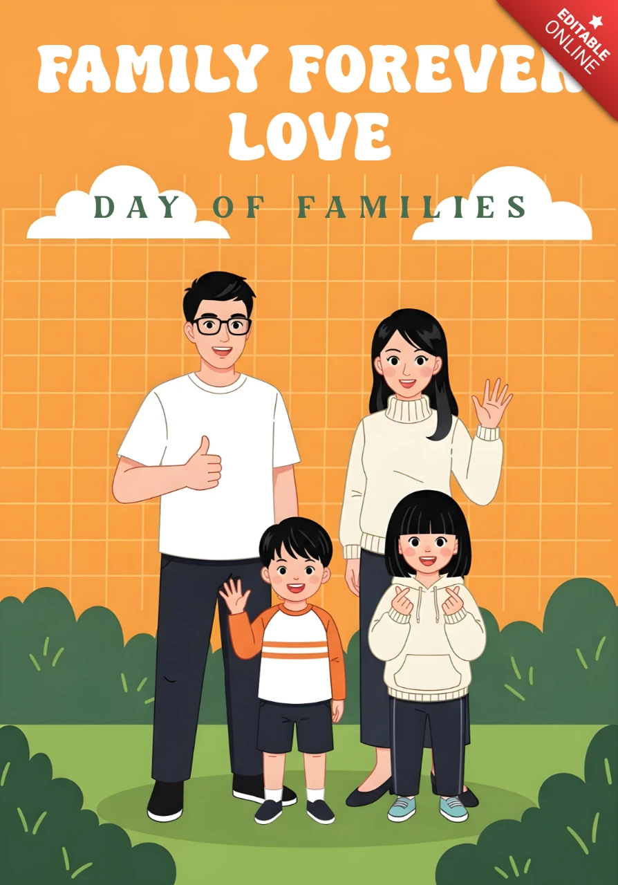 Familie liefde illustratie sjabloon voor gezinsdag wenskaarten