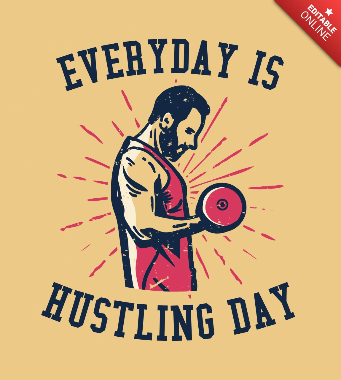 Bodybuilder Mann Gewichtheben Vintage T-Shirt Design-Vorlage
