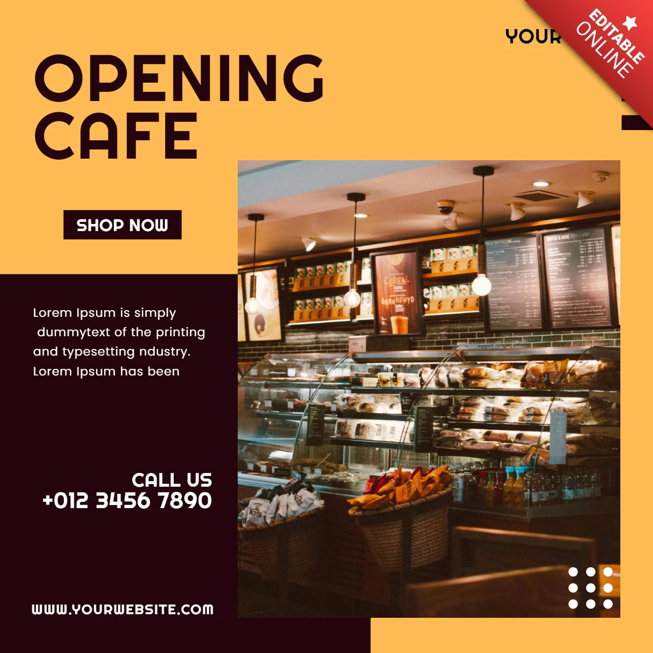Opening Cafe Promotional Social Media Post Design Template