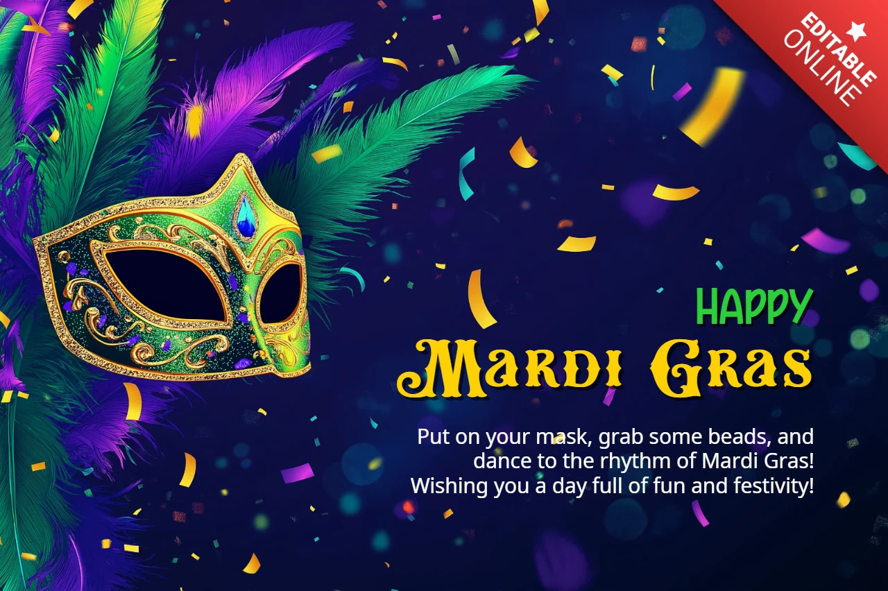 2025 affiche de célébration festive de mardi gras avec masque vibrant et confettis