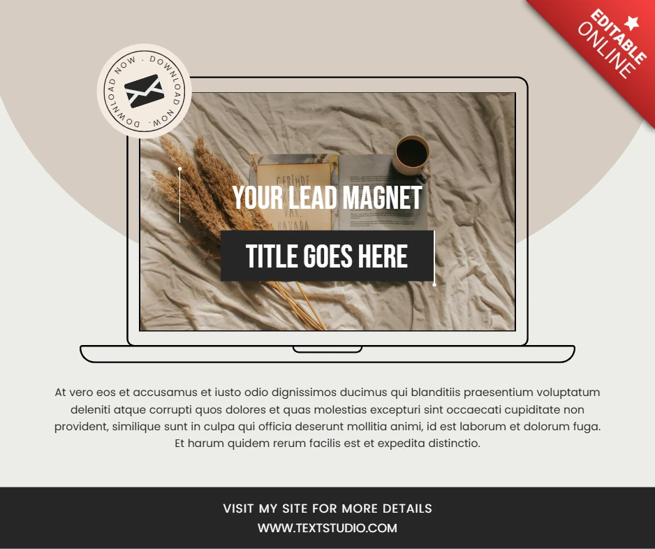 Modello di post design per lead magnet con immagini di libri e caffè