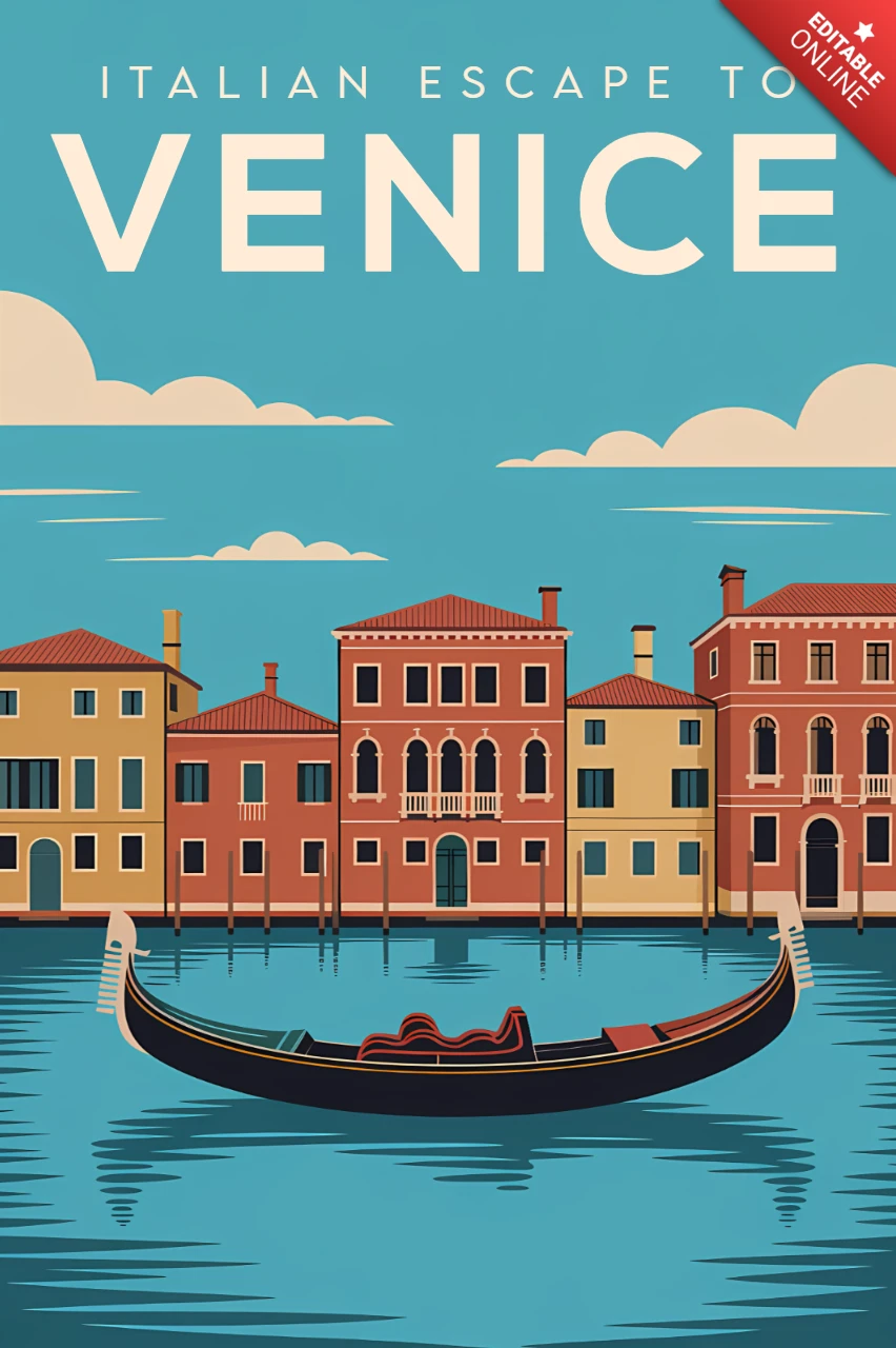 Venedig Retro-Reiseplakat-Designvorlage für Wandkunst