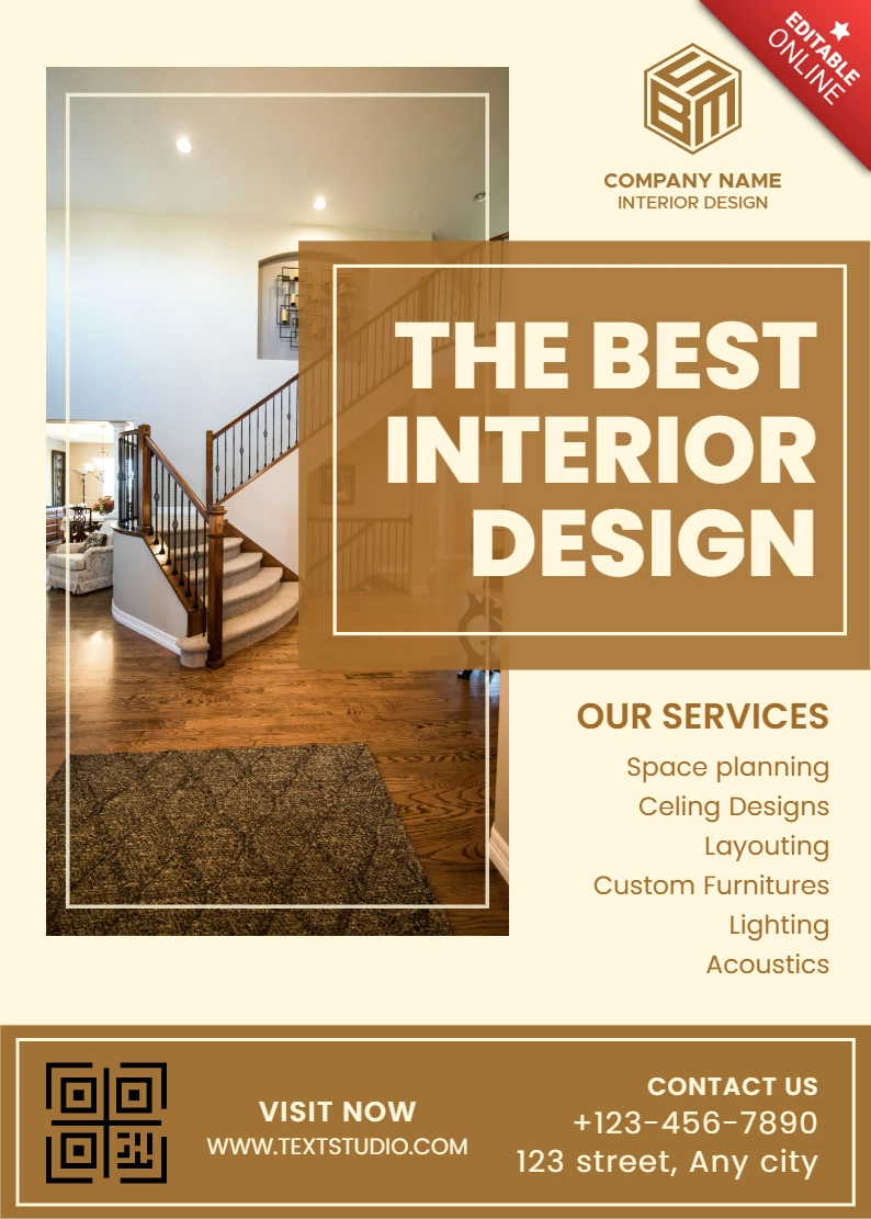 Moderne interieurontwerp sjabloon voor woningrenovatie brochure
