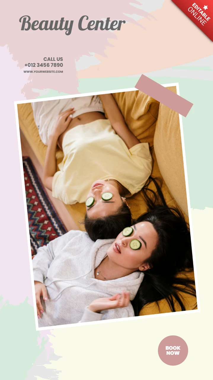In het oog springende pastelkleurige spa promotionele instagram verhaal post ontwerp sjabloon