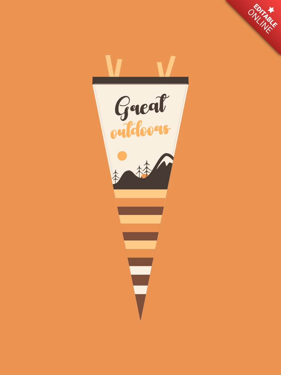 Great Outdoors Mountain Pennant T-shirt Template Design