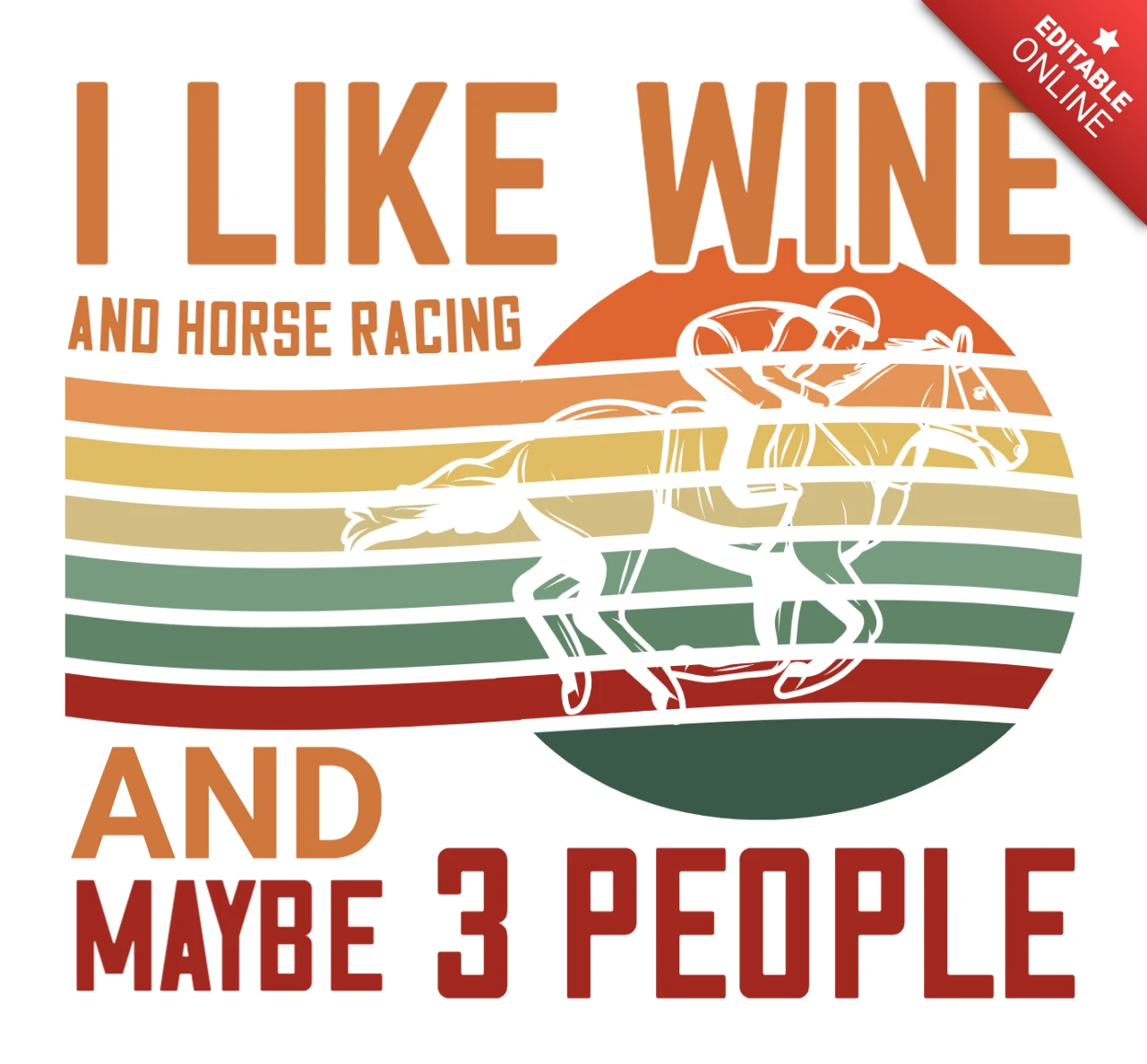 Modelo de design de tipografia retrô para entusiastas de vinho e corridas de cavalos
