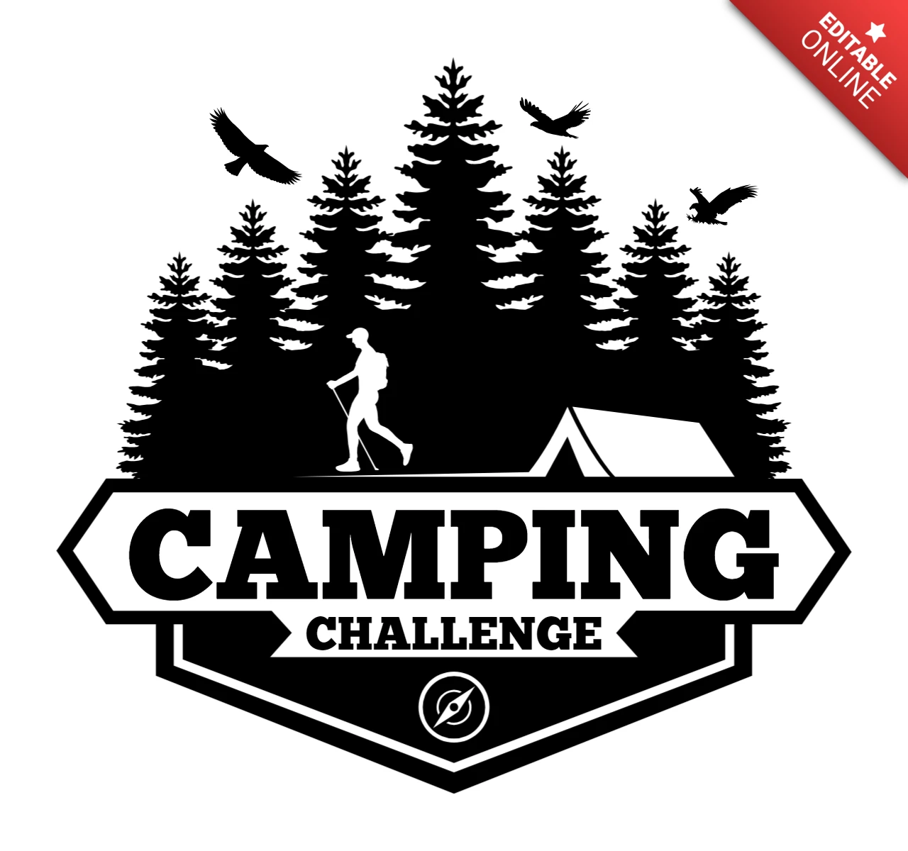 Modèle de logo pour le camping en plein air