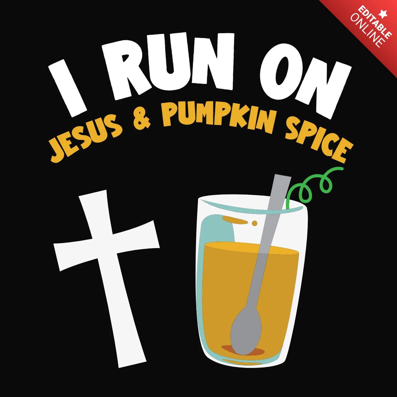 I Run On Jesus And Pumpkin Spice T-Shirt Design
