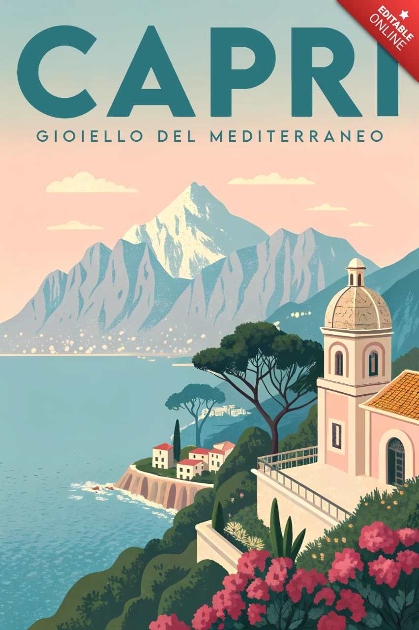 Capri vintage reisposter ontwerp sjabloon voor wenskaarten