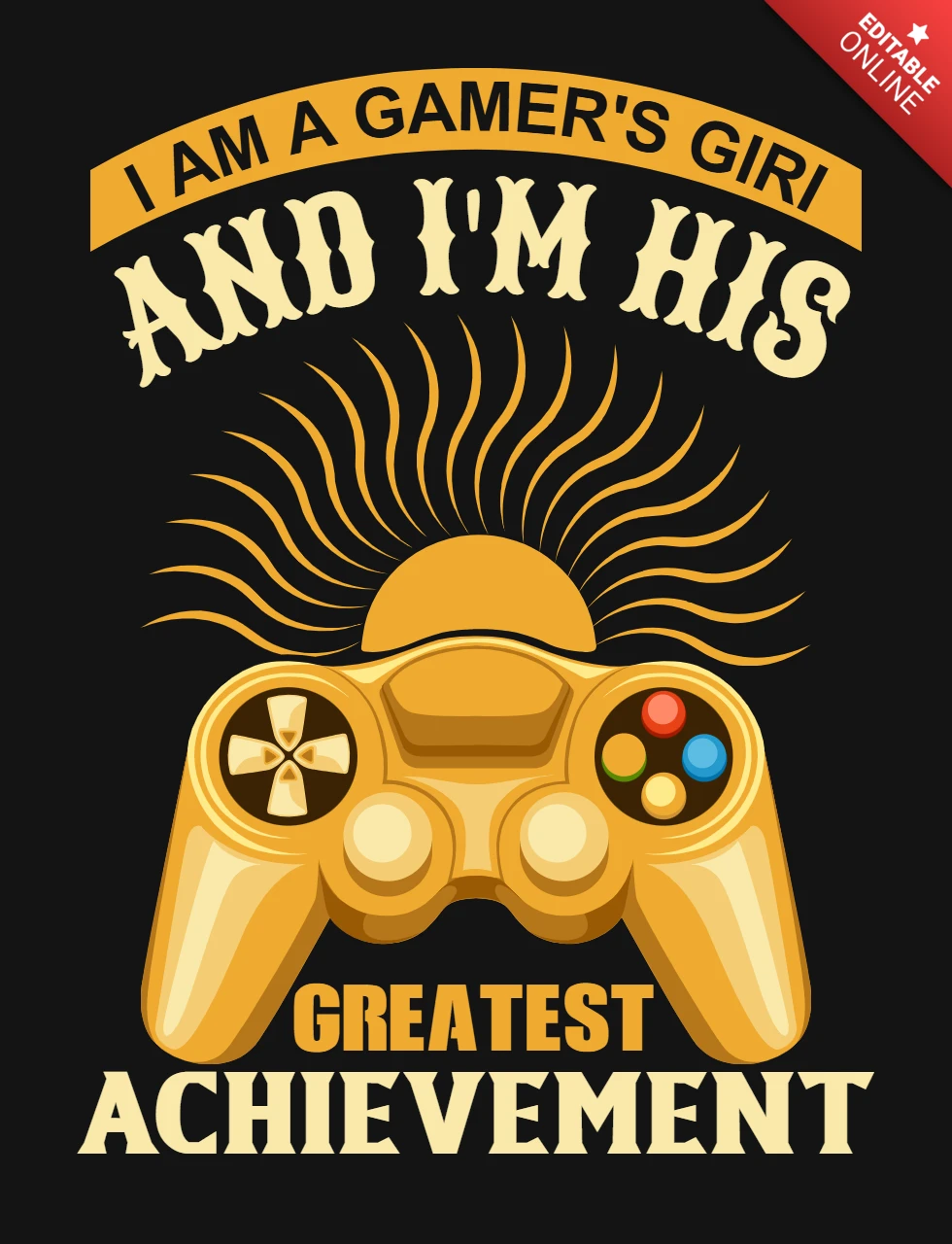 Gamers girl greatest achievement gaming quote t-shirt design template