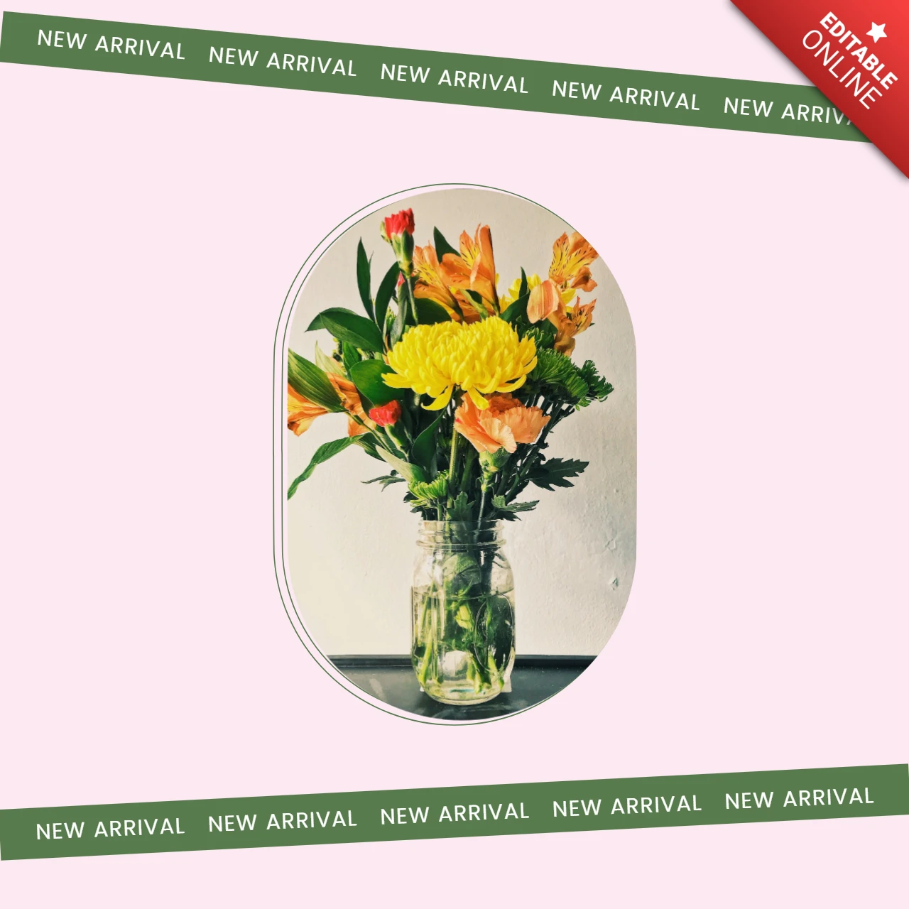 New Flower Bouquet Arrival Instagram Post Design Template