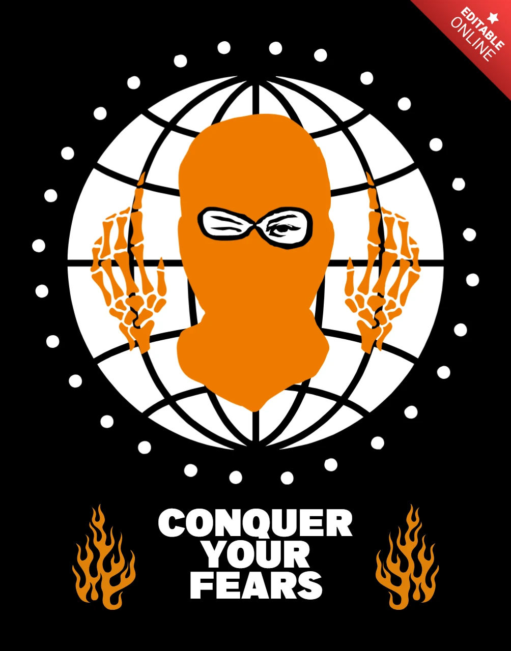 Conquer Your Fears Graphic Template for Apparel Design
