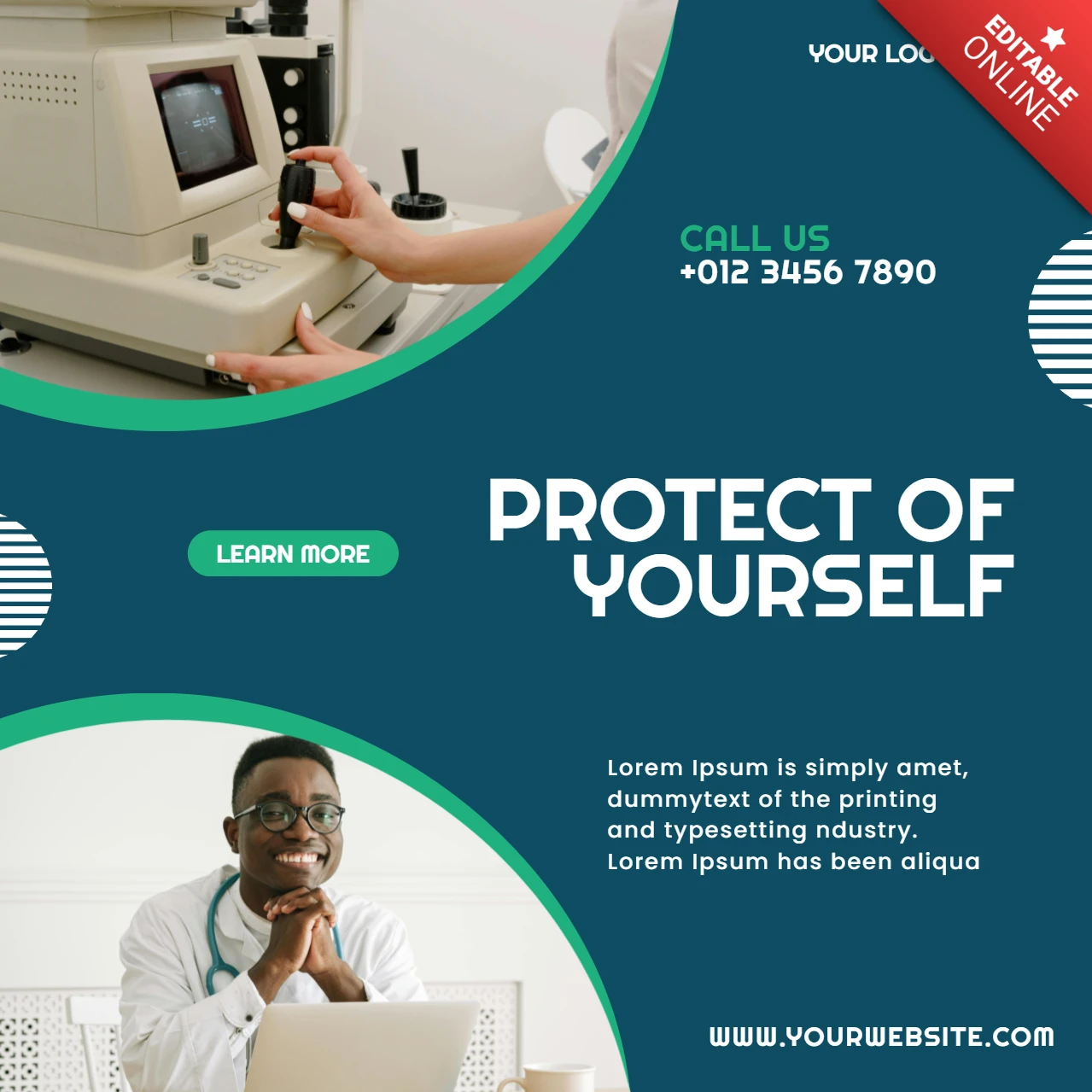Eye-Catching Blue Curve Promotional Instagram Post Design Template