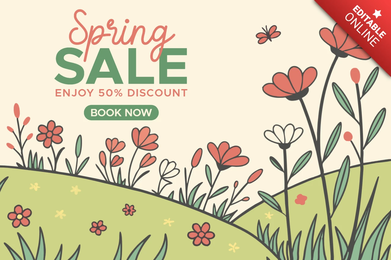Spring Floral Sale Design Template – Editable Discount Promotion
