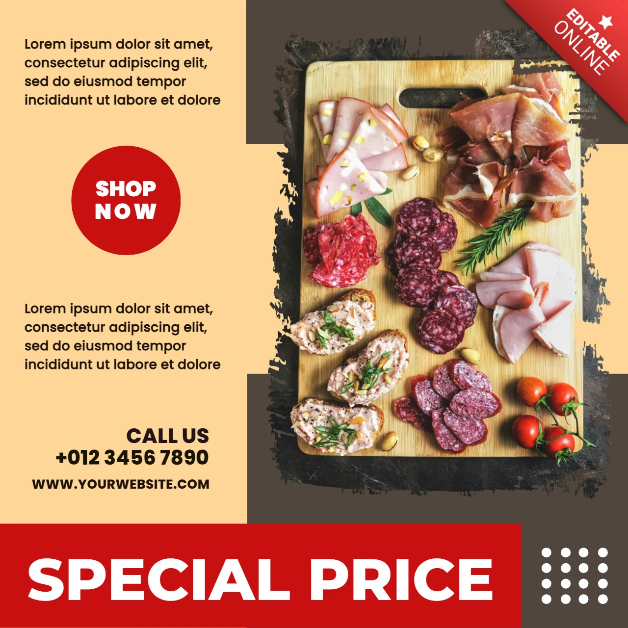 Textured Restaurant Advertising Instagram Post Design Template