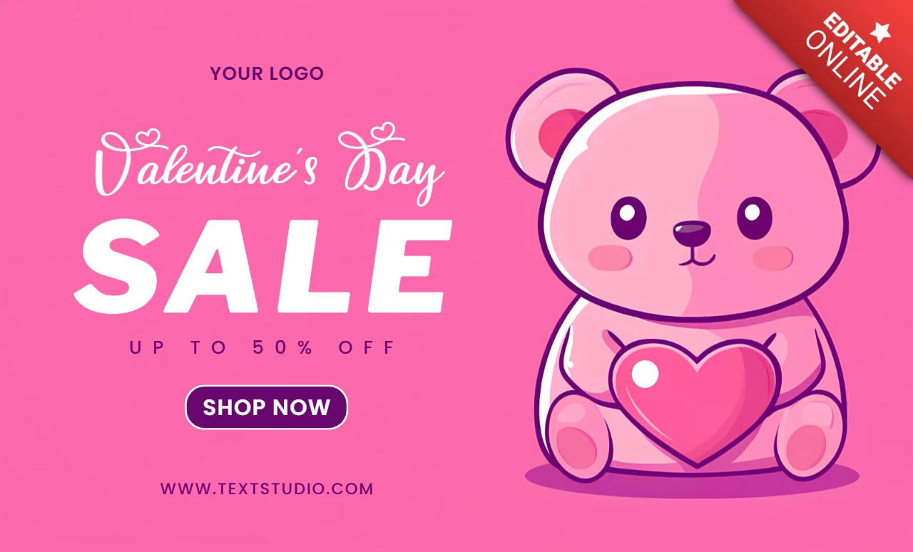 Modèle de vente pour la Saint-Valentin avec un ours mignon
