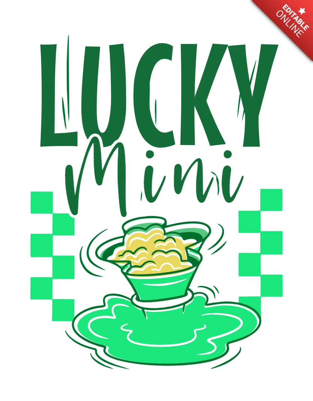 Template de design mini sortudo para camiseta do dia de São Patrício