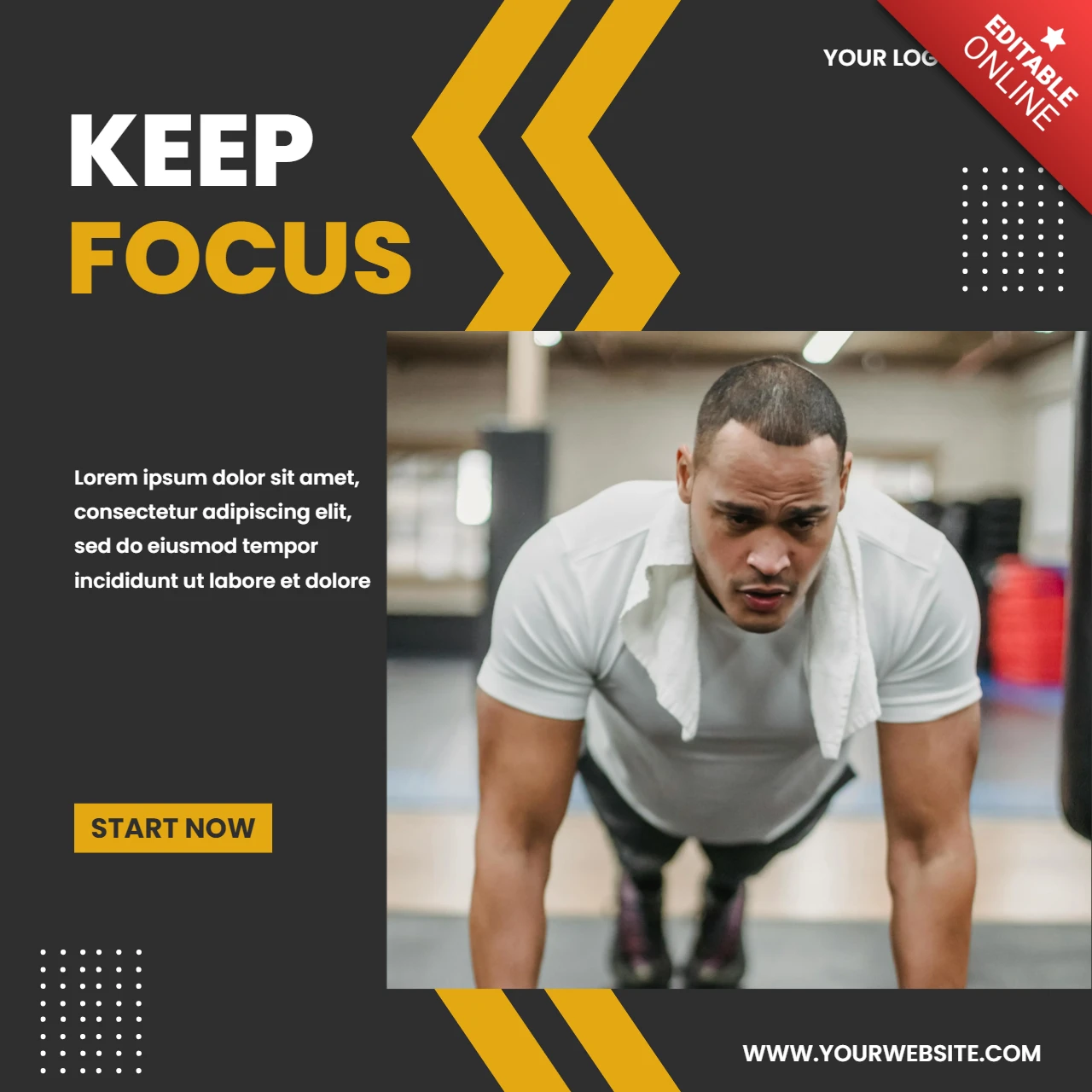 Yellow Chevrons Instagram Ad Post Design Template