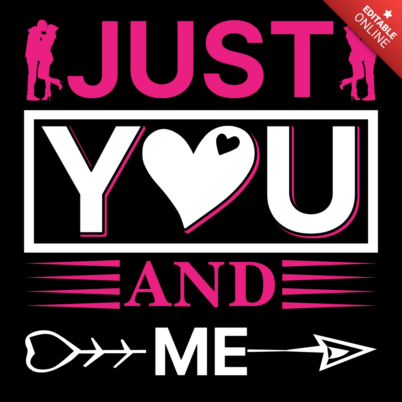 Romantic Love Design Template with Bold Typography and Heart Graphics