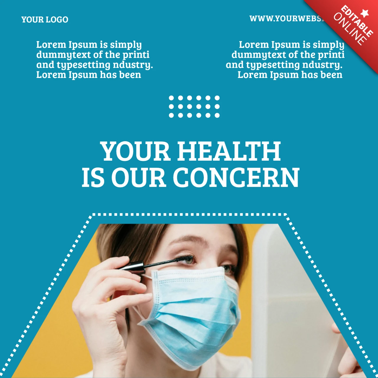 Geometric Blue Medical Promotional Instagram Post Design Template