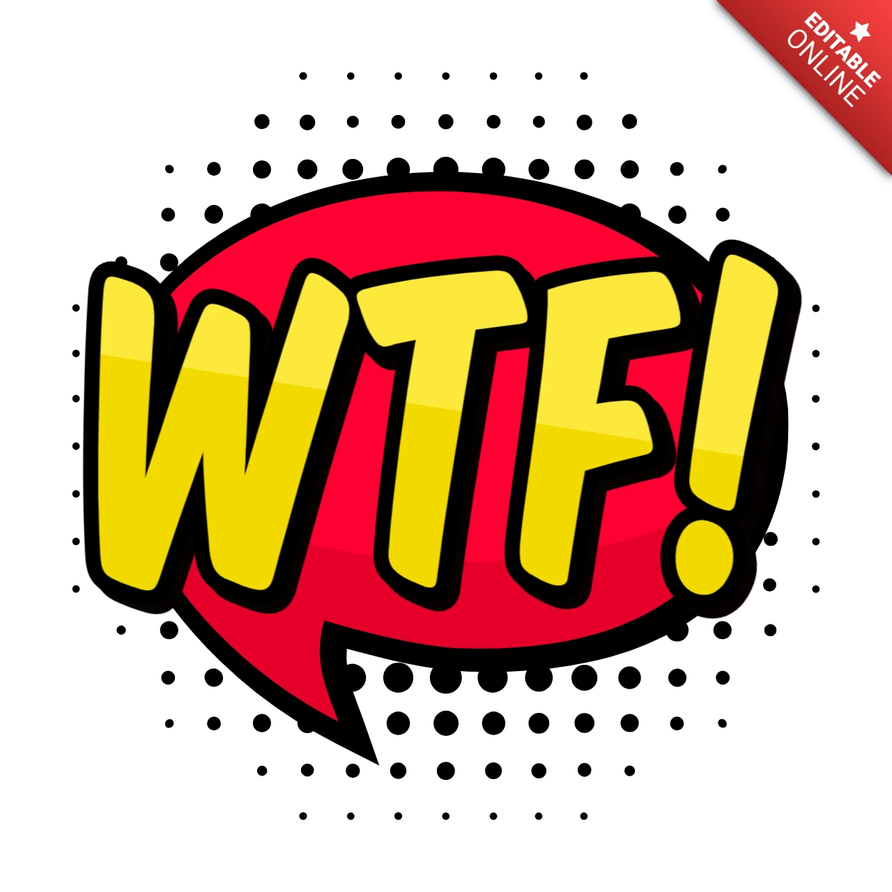 Wtf! plantilla de efecto de texto estilo cómic pop art