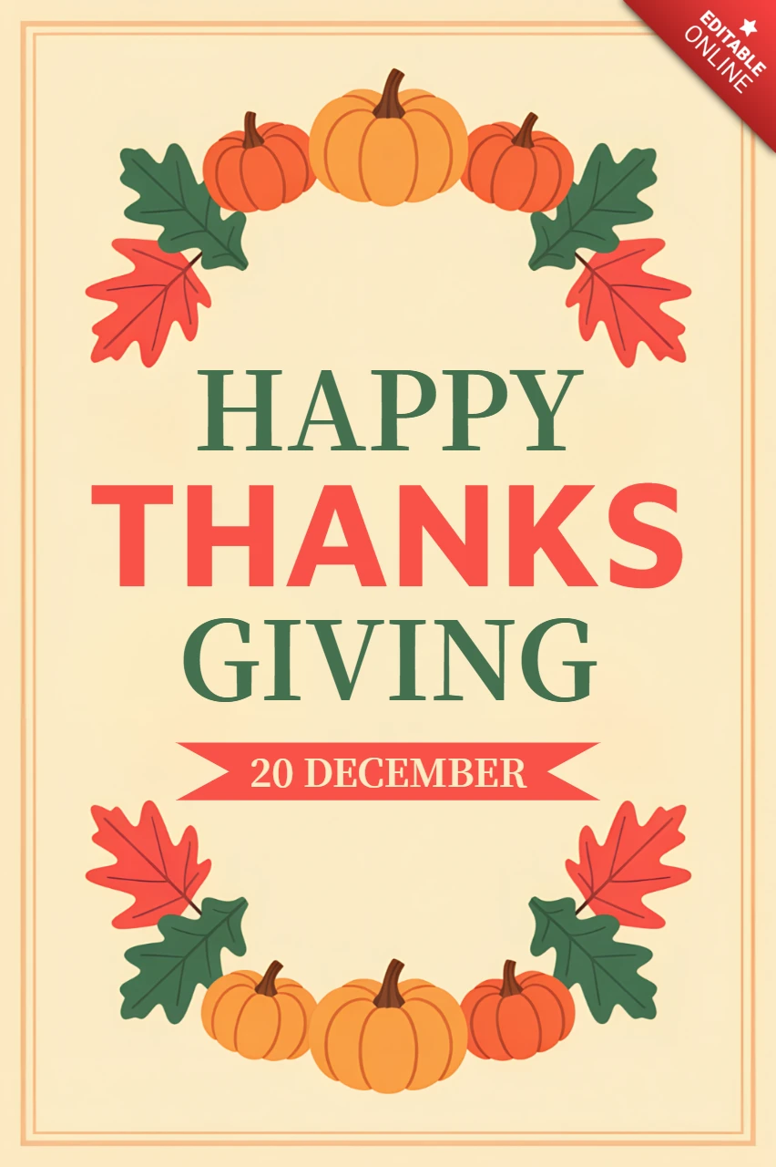 Danksgiving-Kürbis-Designvorlage für festliche Grußkarten