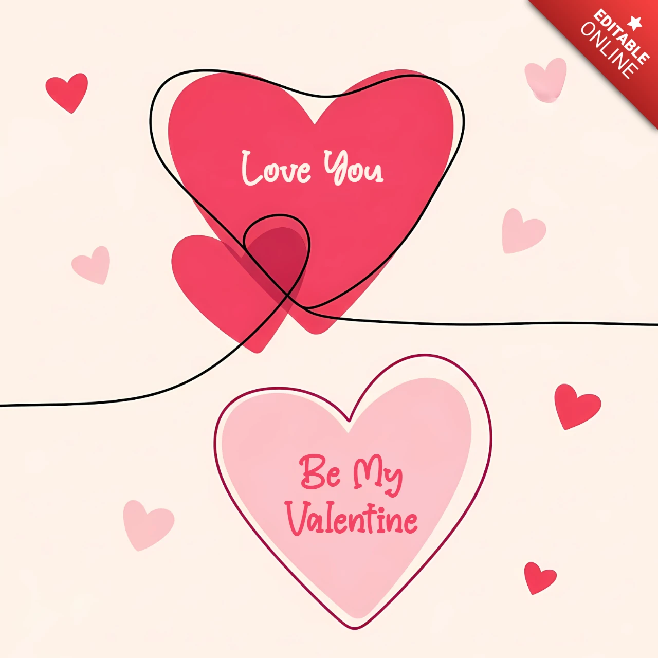 Valentine's Day Heart Design Template for Greeting Cards