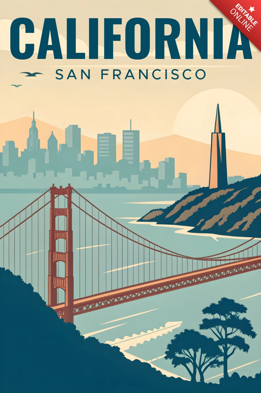 California San Francisco retro ontwerpsjabloon voor posters