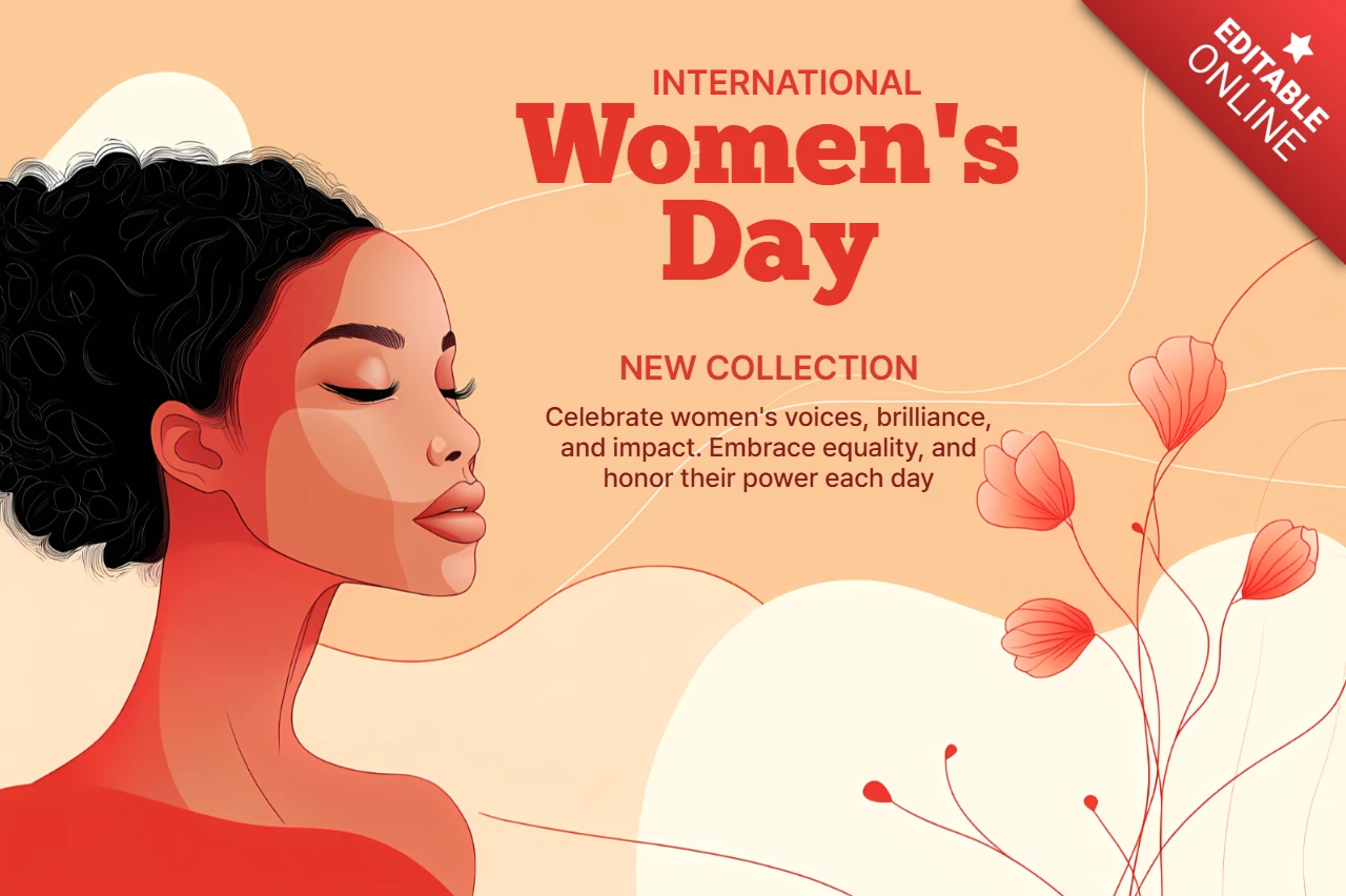 Diseño del día de la mujer de líneas suaves para una plantilla de banner femenina y empoderadora