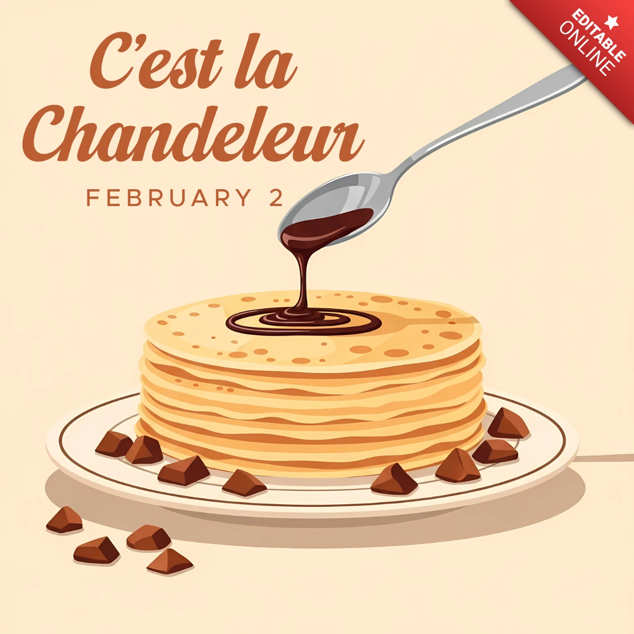 Editable Pancake Design Template for Chandeleur Celebration