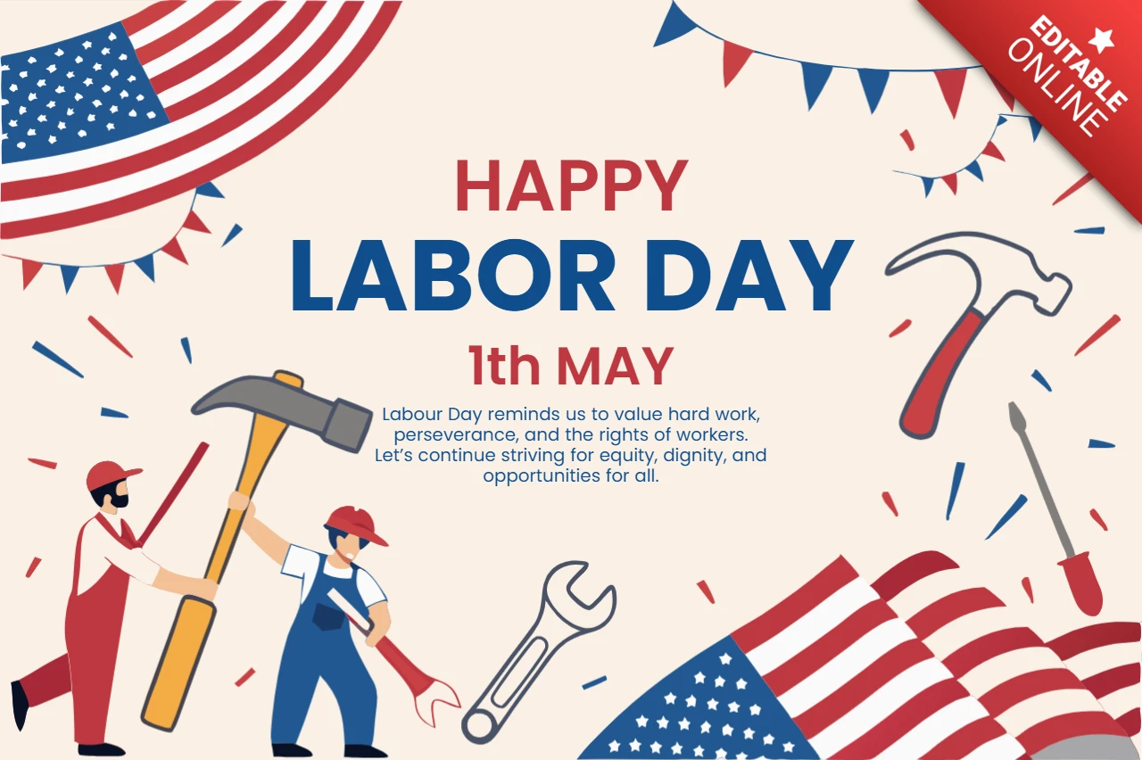 Labor Day Feier Designvorlage mit festlichen Grafiken