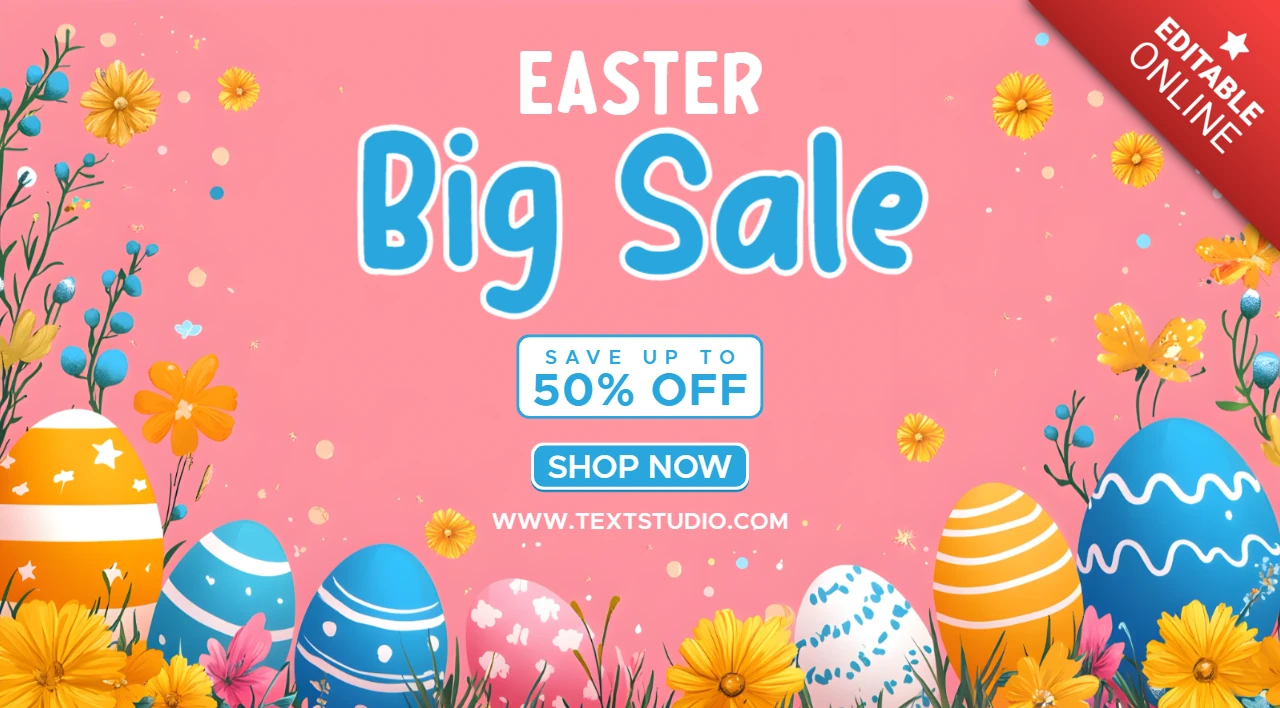 Ostern großen Verkauf Design-Vorlage - bunte Blumen und Ei Kunst-Stil